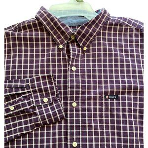 Chaps Long Sleeve Button Up XL Purple/White/Navy Pocket‎